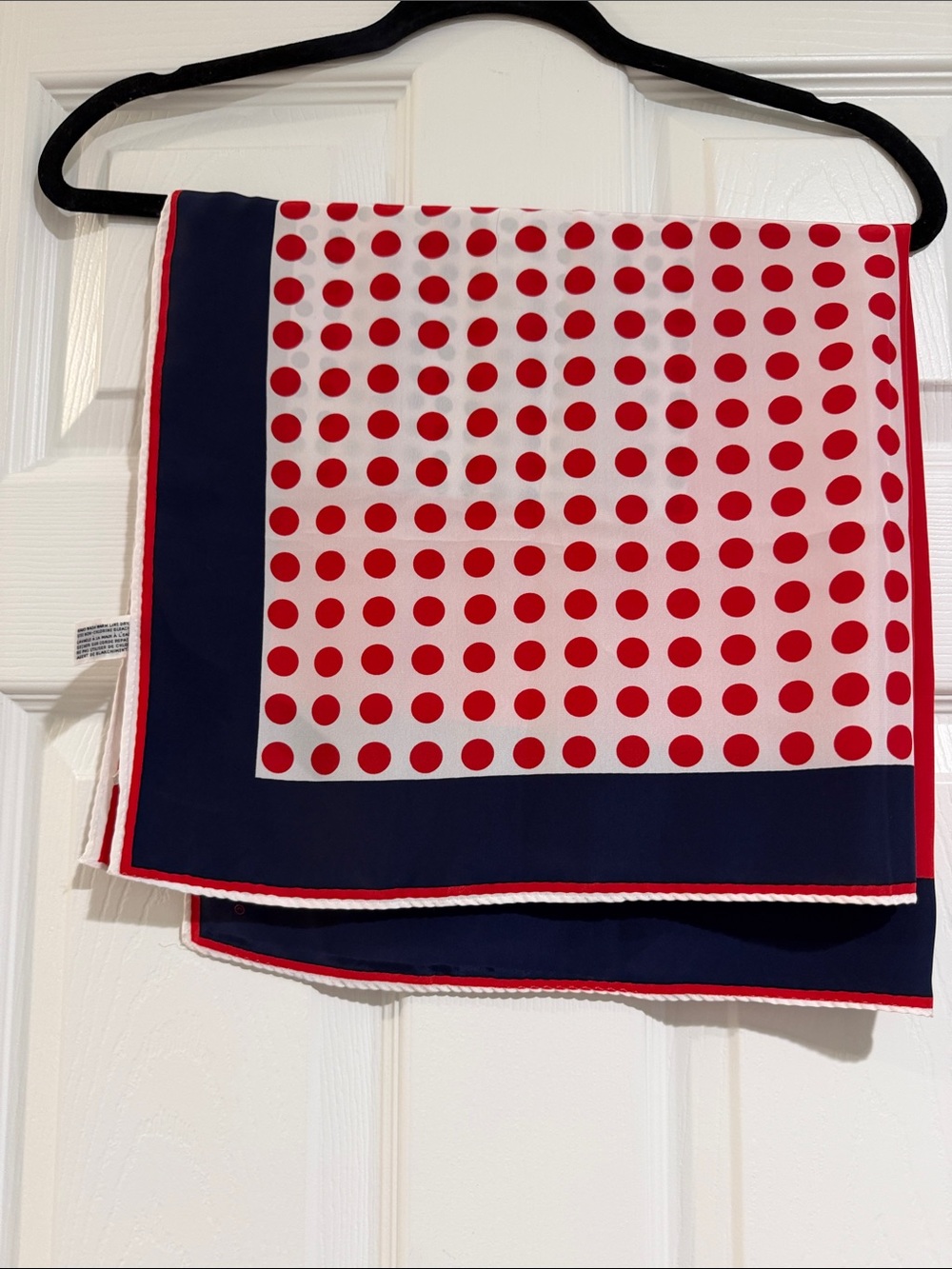 RESA Polyester - Navy, Red and White Polka Dot Scarf 26 by 28 inches